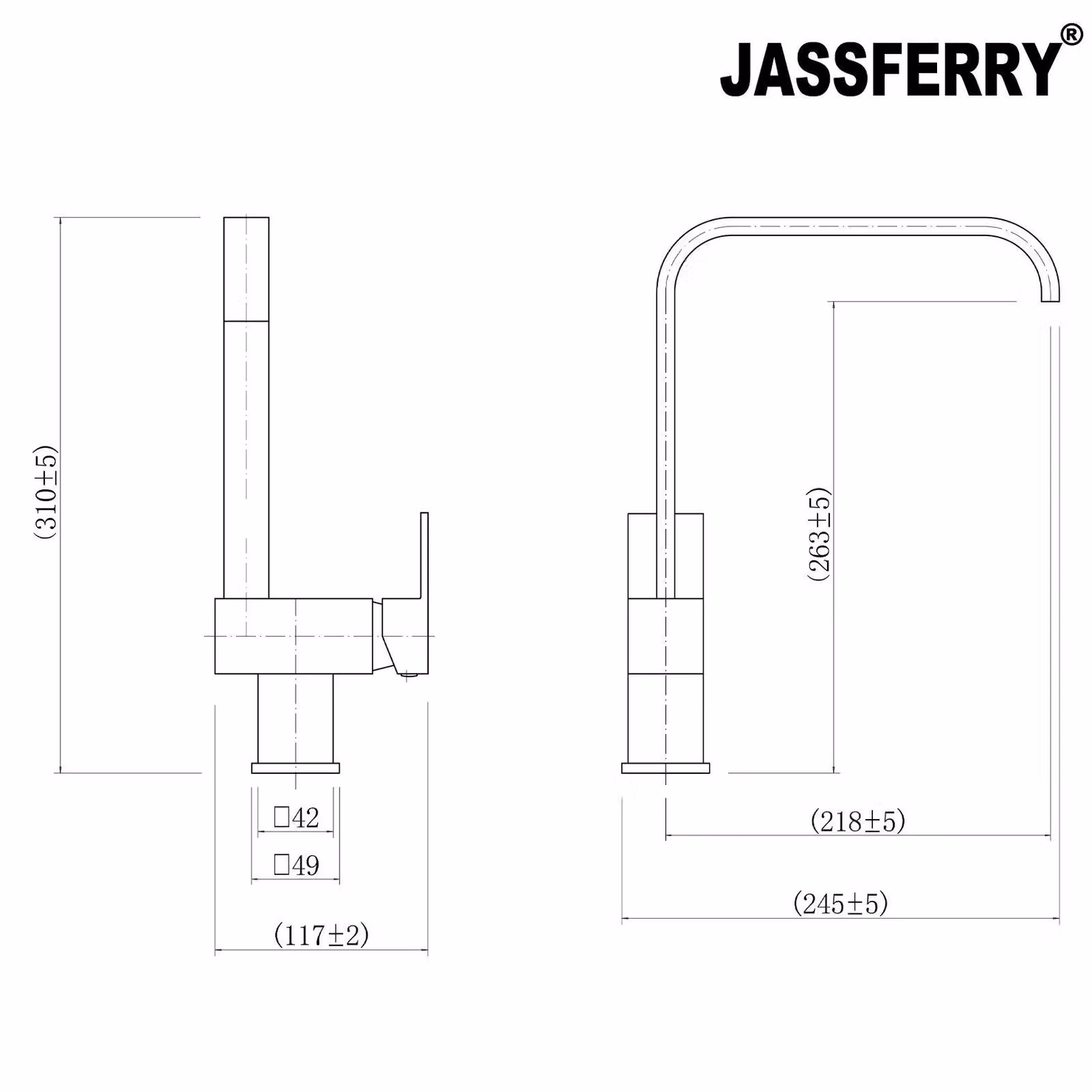 JASSFERRY Italian Brass Cuboid Monobloc Kitchen Mixer Tap in Silver Chrome – 2