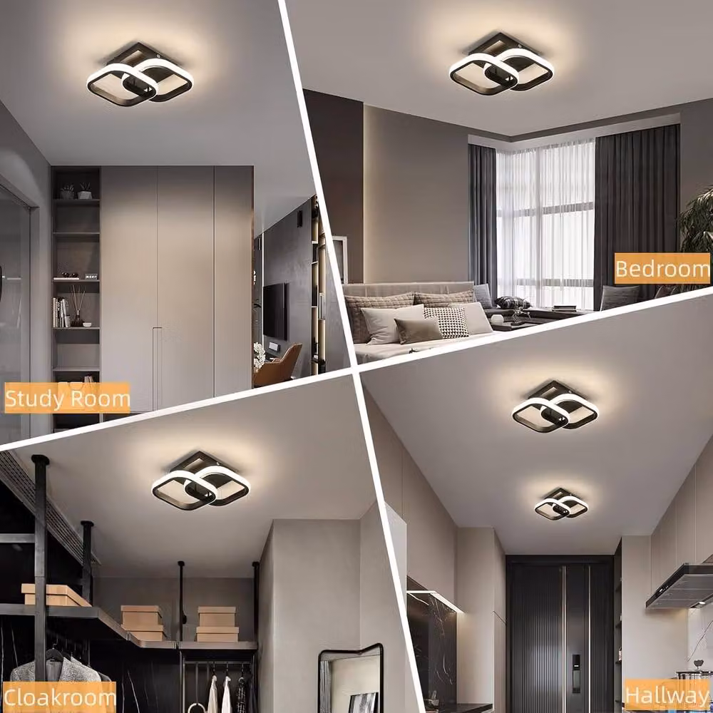 Goeco Modern Square LED Ceiling Light, 22W, 4500K, Black – 5
