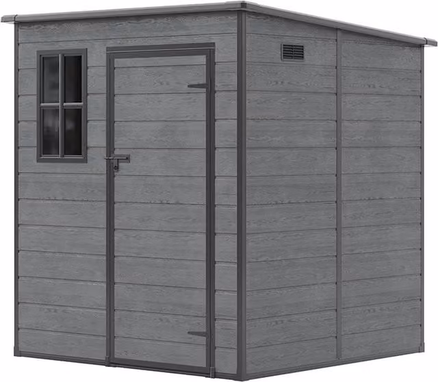 Lifeideas Pent Roof Plastic Garden Shed in Dark Grey