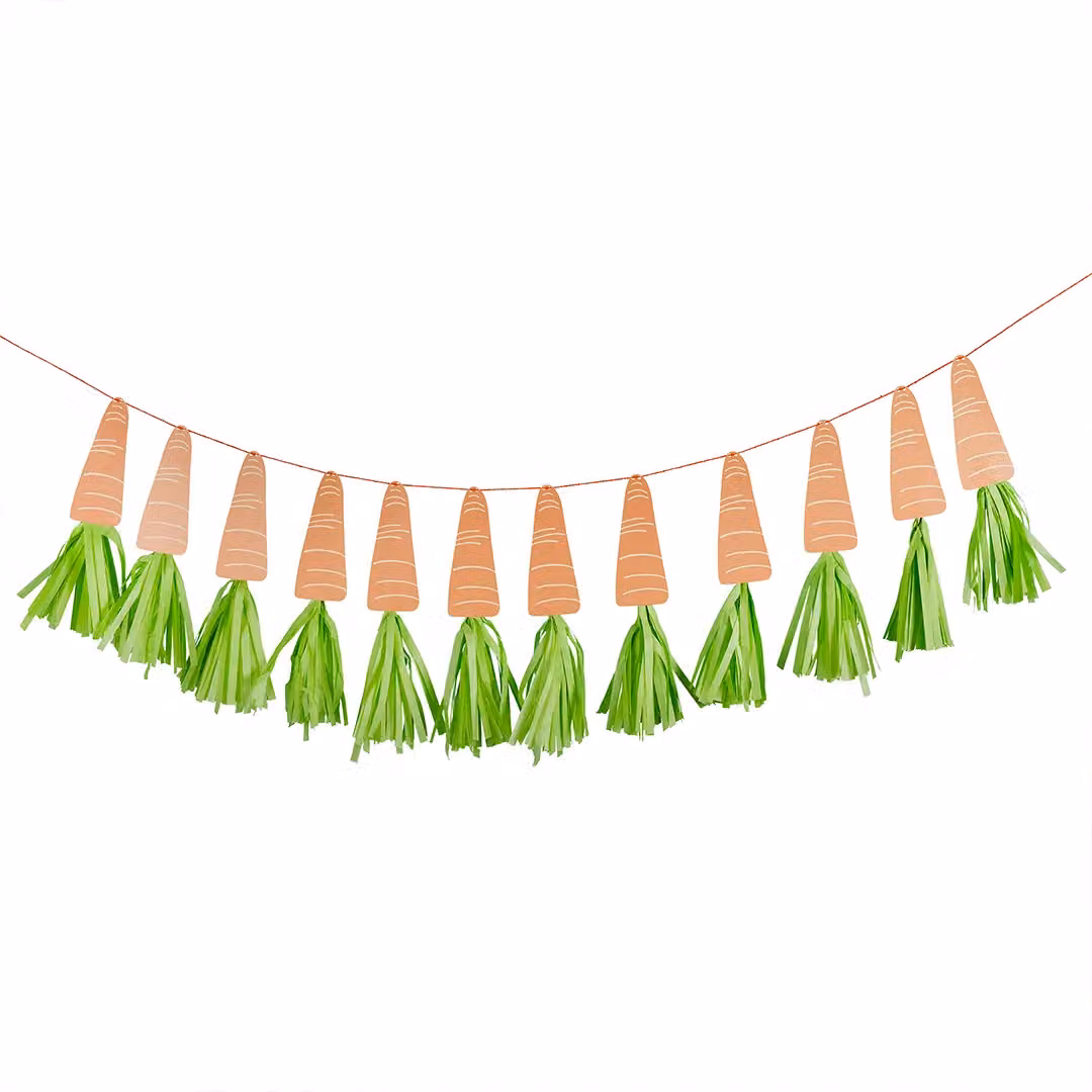 Club Green Carrot Tassel Easter Hanging Banner, 2m, Multicolour Paper Decoration – 2