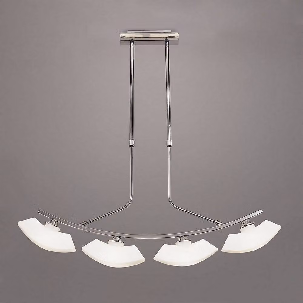 Netlighting Lupa Telescopic Pendant Light in Chrome and Silver with 4 G9 Bulbs and Curved Bar – 2