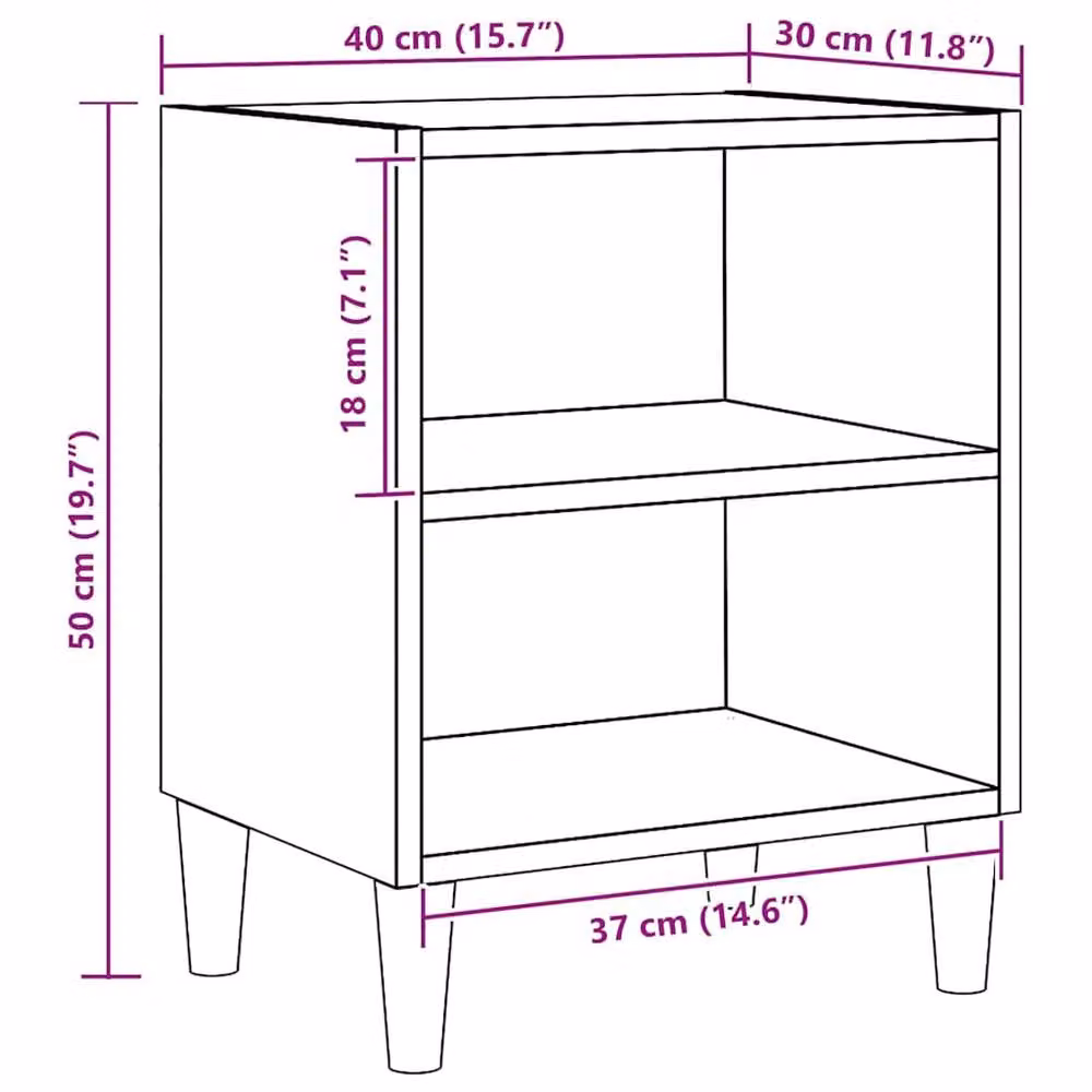 Berkfield Home Artisan Oak Bedside Cabinet in Brown, W/D/H: 40 x 30 x 50 cm – 6