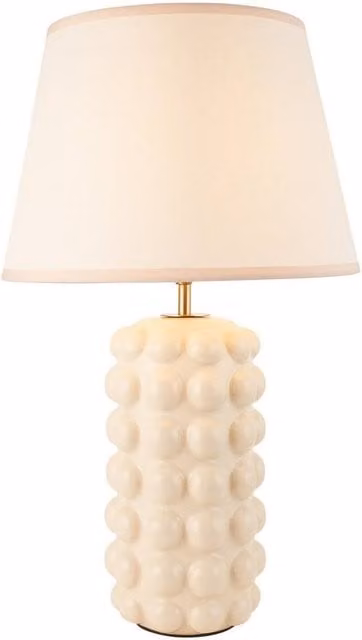 Netlighting Bobble White Table Lamp with Fabric Ivy Shade and B22 Base, Height: 35 cm – 1