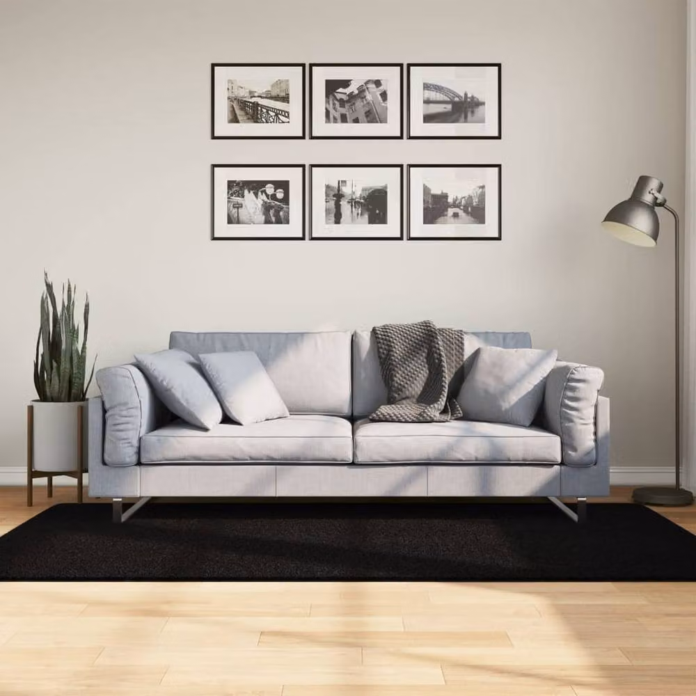 Berkfield Home HUARTE Short Pile Washable Non-Slip Black Rug, W: 100 cm, L: 200 cm – 1