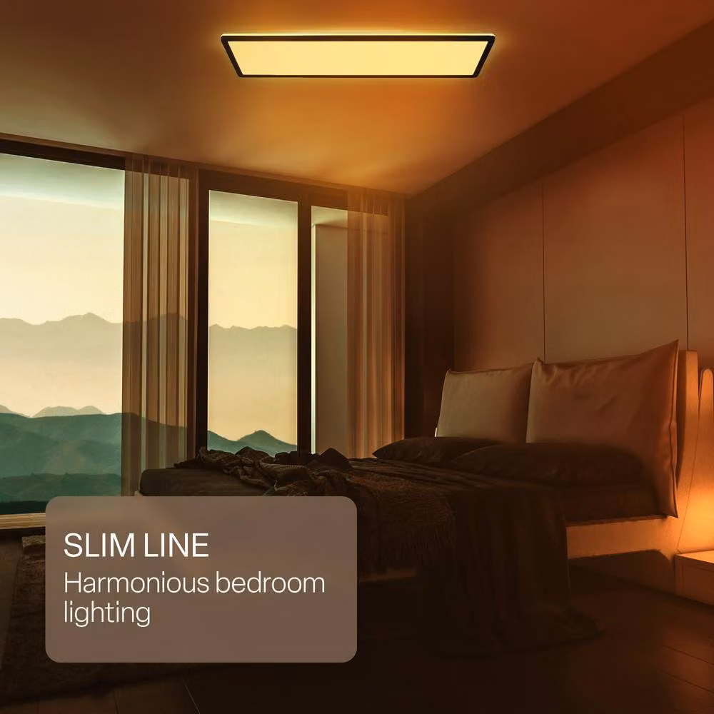 B.K.Licht Black Slim LED Ceiling Panel with Remote Control, Dimmable CCT, IP44, W/D/H: 58 x 20 x 3 cm – 6