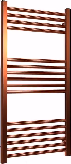 Lux Heat Polished Copper Wall Mounted Steel Towel Rail in Bronze/Brown, W: 100 cm, H: 50 cm