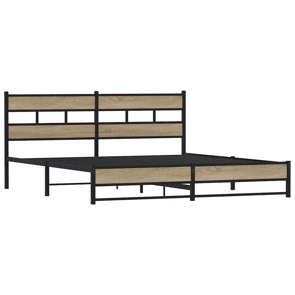 Berkfield Home Metal Bed Frame in Brown Sonoma Oak, 200 x 200 cm – 3