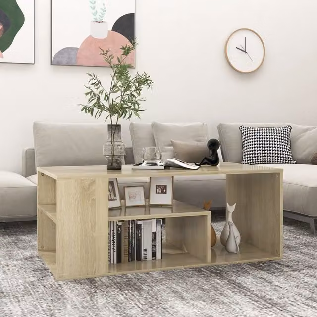 Berkfield Home Sonoma Oak Coffee Table in Brown, W/D/H: 100 x 50 x 40 cm – 1