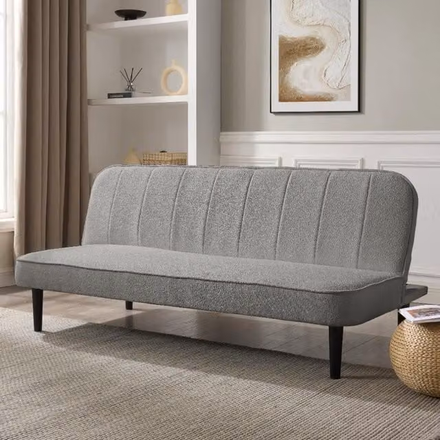 Begonia Grey Boucle Click-Clack Sofa Bed with Sleeping Function, W/D/H: 179 x 91 x 81 cm