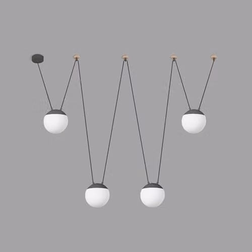 Netlighting Mine 4 Light Suspended Ceiling Pendant in Dark Grey and Wood with E27 Bulbs – 3