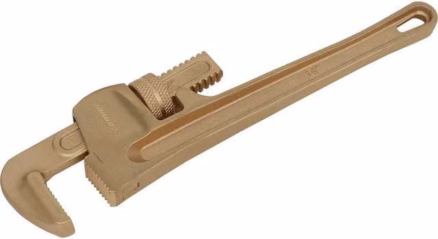 Loops 350mm Non-Sparking Adjustable Pipe Wrench in Gold Beryllium Copper