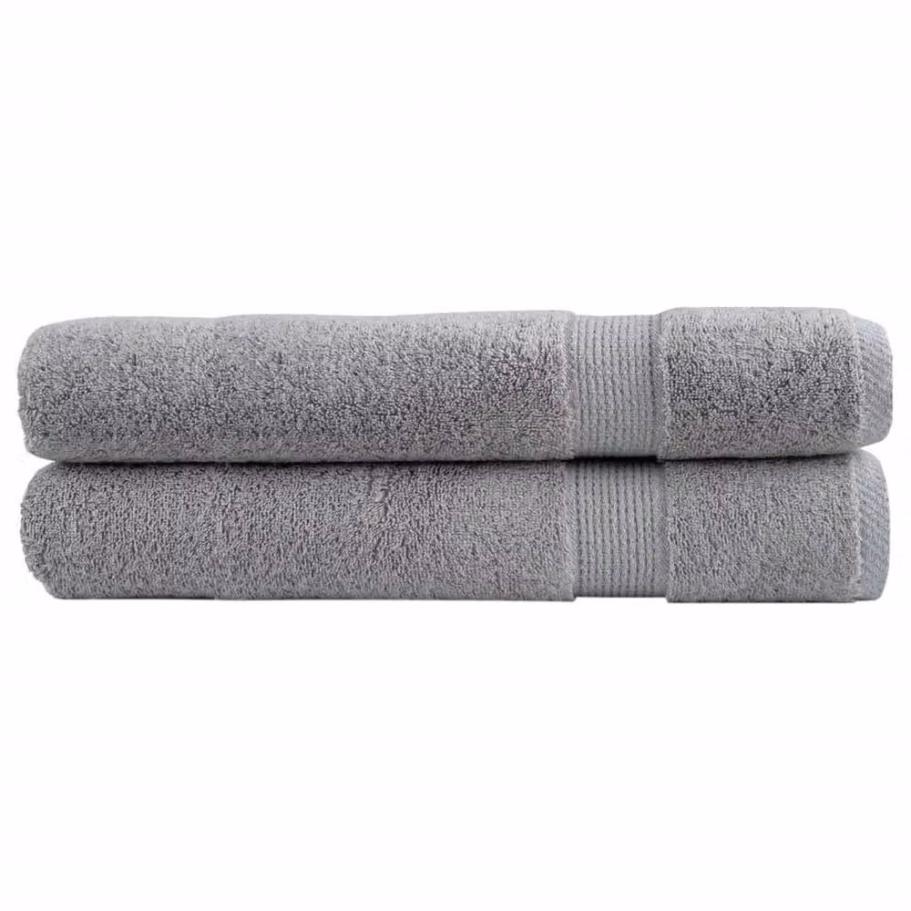Berkfield Home SOLUND Premium Cotton Terry Towels, 2 Pack, Grey, W: 100 cm, L: 200 cm, 600gsm – 2