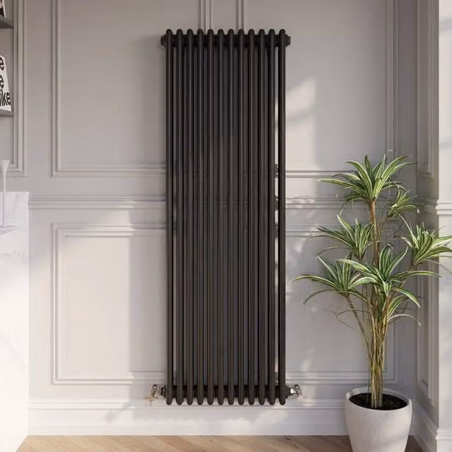 Temprazo Black Steel Wall Mounted Column Radiator