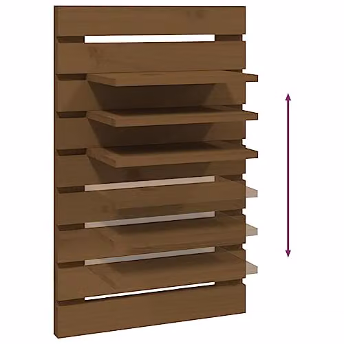 vidaXL Set of 2 Wall-mounted Bedside Shelves in Honey Brown Solid Pine Wood – 2