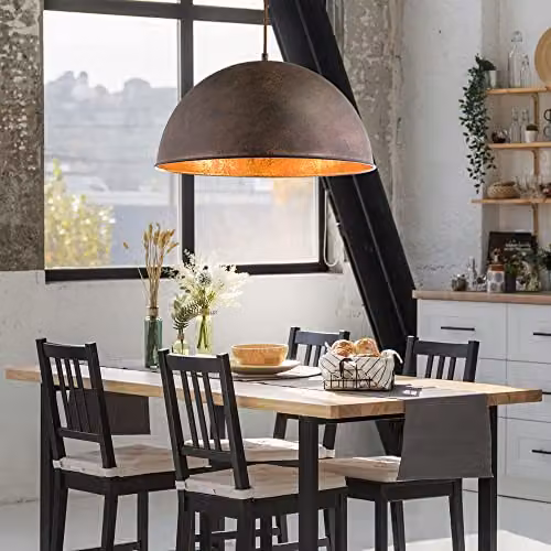 Globo Lighting Xirena Dome Pendant Ceiling Light in Rust and Gold/Brass, W/D/H: 41 x 41 x 41 cm – 5