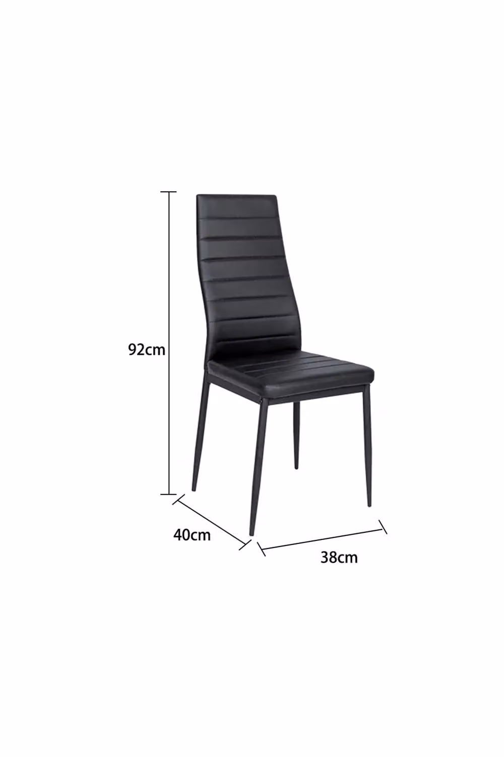 Living and Home Set of 4 Armless Faux Leather Upholstered High Back Dining Chairs in Black – 2