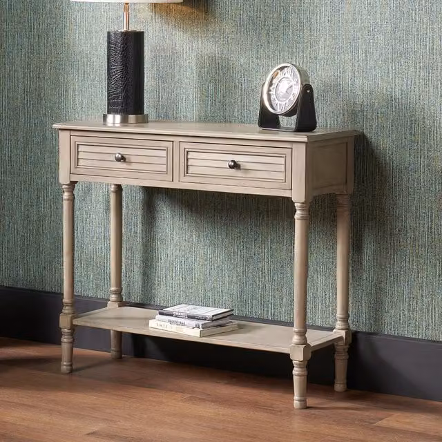 Pacific Lifestyle Classic Rectangular Wooden Console Table with 2 Drawers in Brown