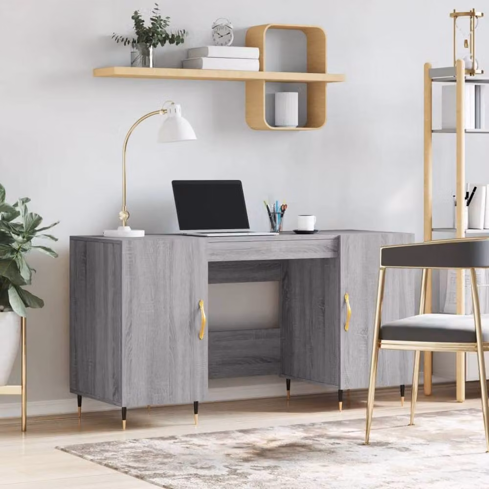 Berkfield Home Elegant Writing Desk in Grey Sonoma, W/D/H: 140 x 50 x 75 cm – 2