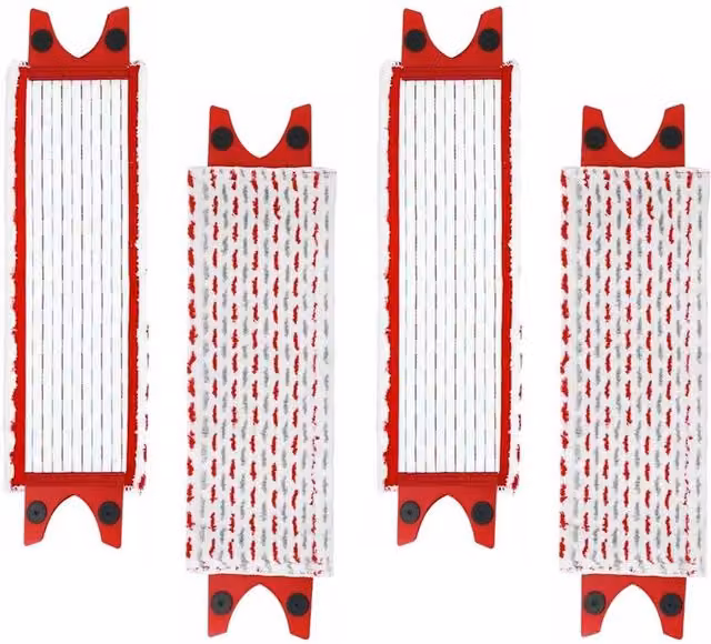 FLAVORA 4-Piece Red Microfiber Spray Mop Replacement Head Refill Pads – 1
