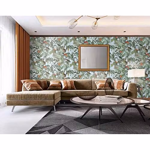 Embellish 2023 Bird of Paradise Aqua Floral Non-Woven Wallpaper, Blue and Multicolour, W: 0.53 m, L: 10 m – 3