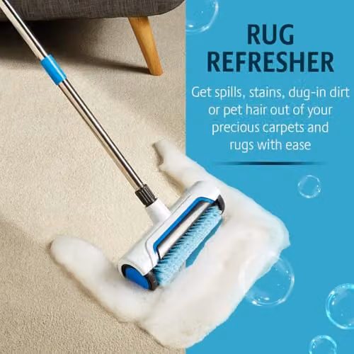 Clarsen Rug Refresher Carpet Cleaning Brush with Dual Action Refillable Heads in White – 2