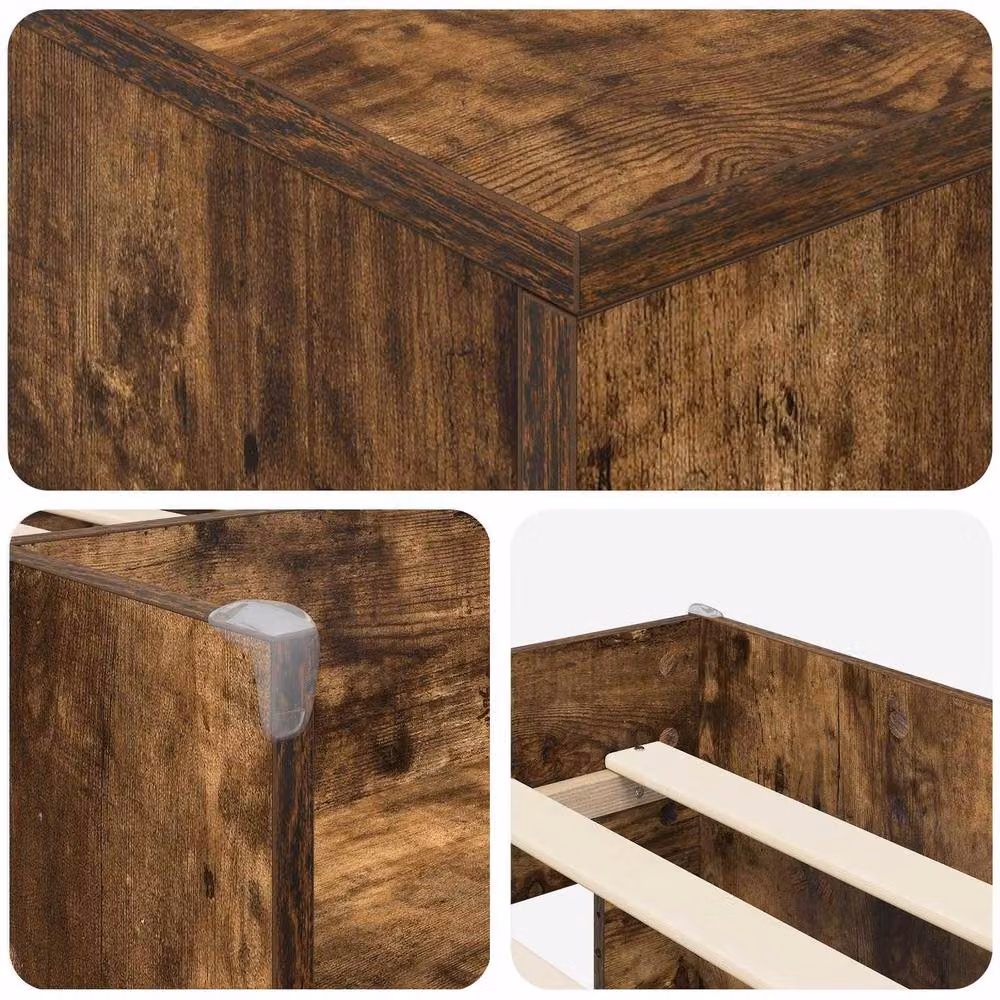 Berkfield Home Loft Bed Frame with Cabinet in Smoked Oak Brown Engineered Wood – 3