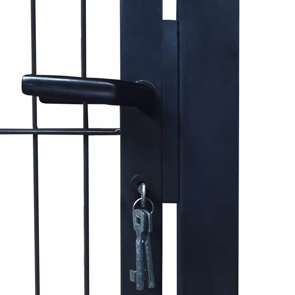 Berkfield Home 2D Single Steel Swing Fence Gate in Anthracite Grey, W: 106 cm, H: 230 cm – 4