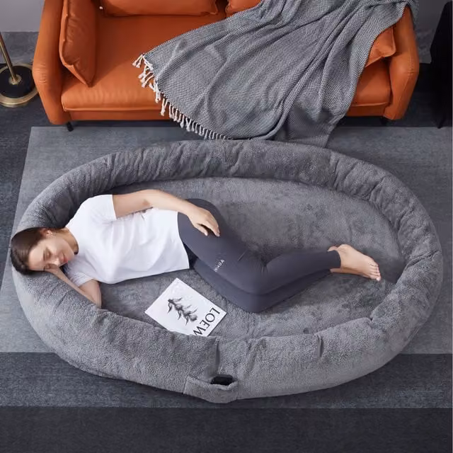 Ezysleep Teddy Fleece Human Pet Bed in Grey, W: 132 cm