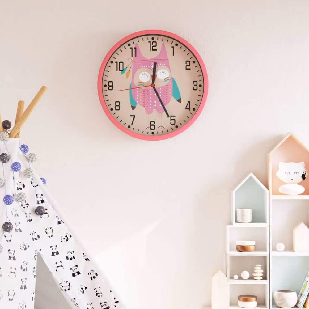 Berkfield Home Silent Quartz Analog Round Wall Clock in Pink, Diameter: 25.5 cm – 2