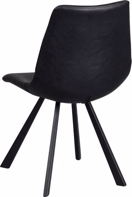 FWStyle Set of 2 Modern Black Faux Leather Dining Chairs with Black Metal Legs