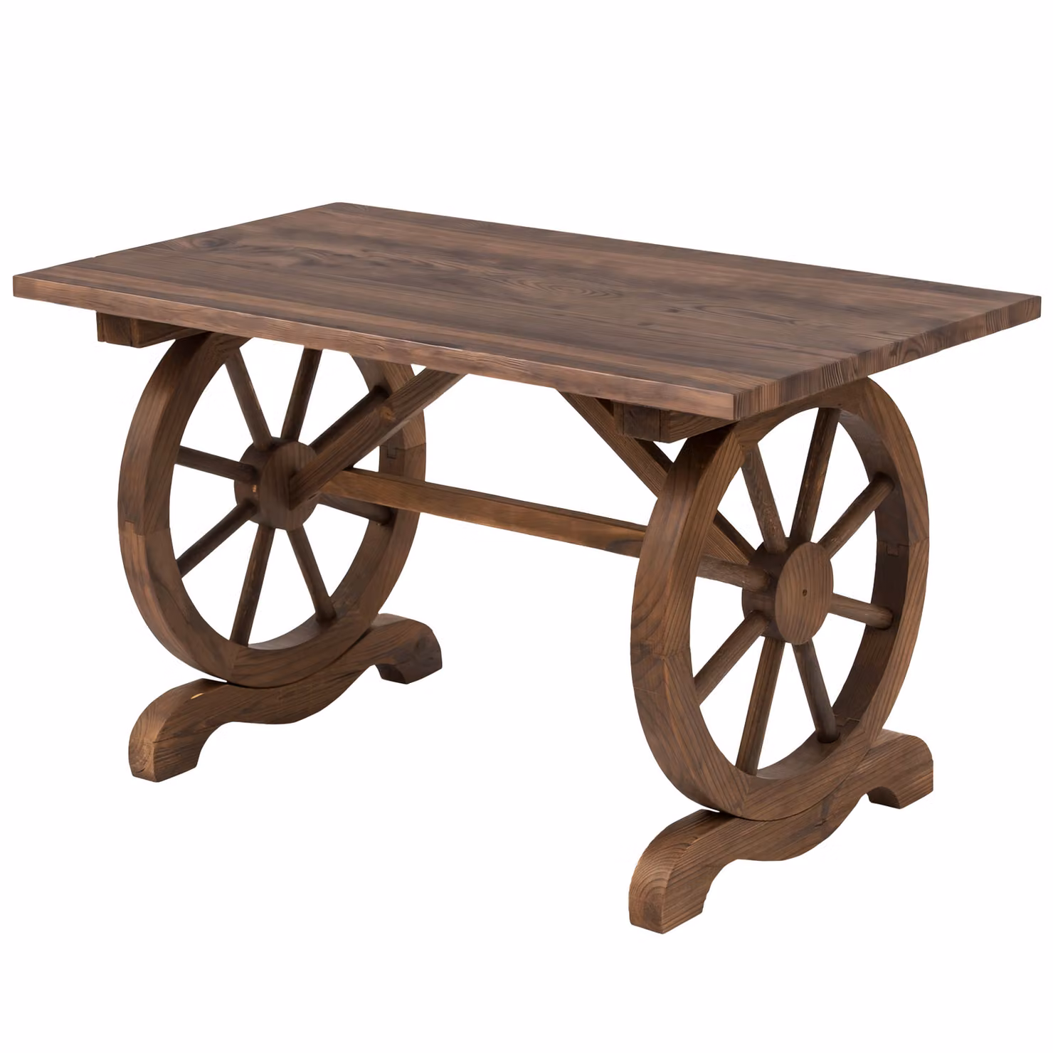 Outsunny Rectangular Rustic Brown Patio Coffee Table in Water-Resistant Natural Fir Wood – 7