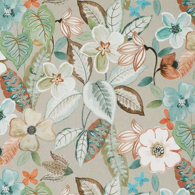 Ante Decor Florence Classic Floral Cotton Fabric in Blue