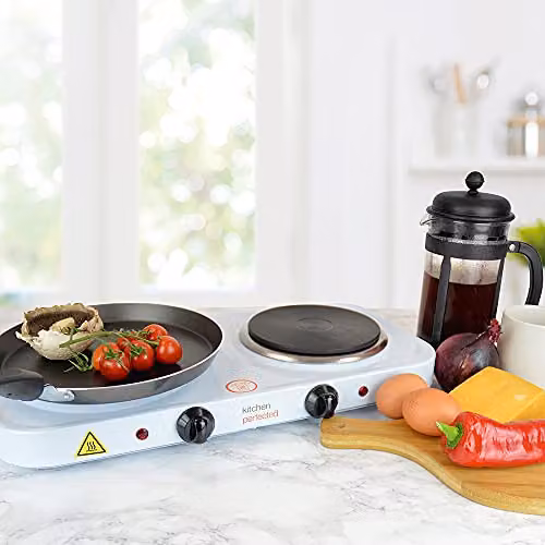 Lloydtron 2000W Double Cast Iron Radiant Hotplate with Overheat Protection and Auto Shut-off, White – 2