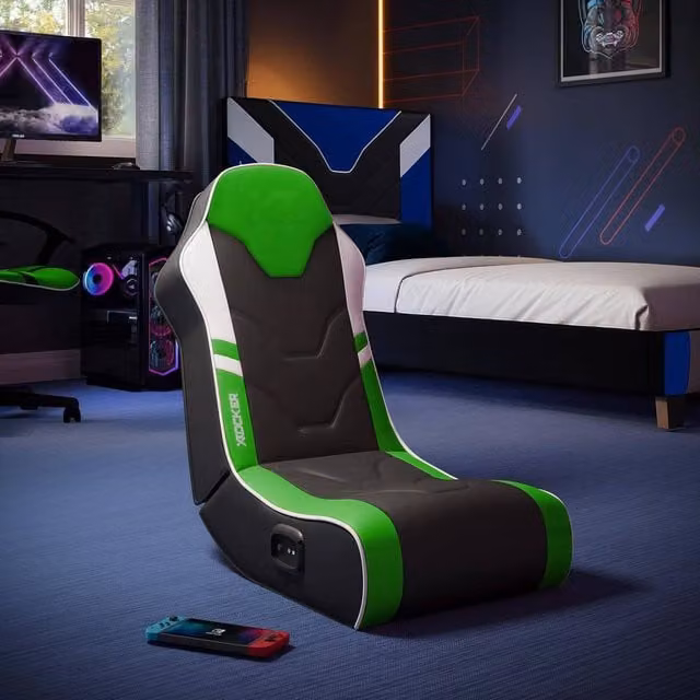 X Rocker Shadow 2.0 Audio Floor Rocker Gaming Chair for Kids in Green – 1