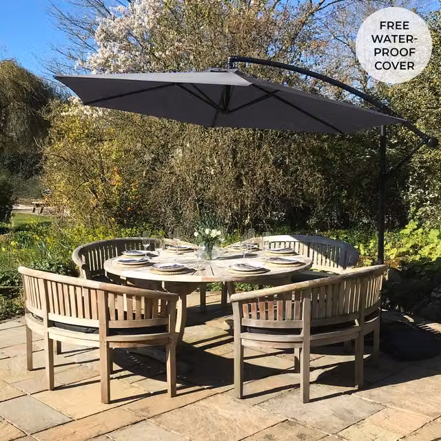Monstershop Grey Cantilever Parasol with Polyester Canopy