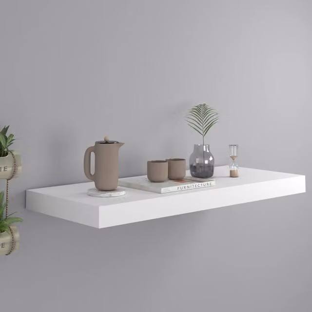 Berkfield Home White Floating Wall Shelf, W/D/H: 60 x 23.5 x 3.8 cm – 1