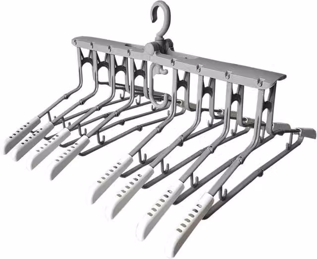 NESTLUNE Non-Slip Folding Magic Clothes Hangers, 8 Piece Set in Grey, W: 100 cm, H: 60 cm