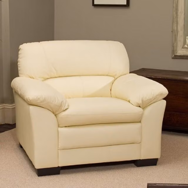 Artemis Home Genoa Armchair in Cream Synthetic Leather with Solid Wood Frame – 2