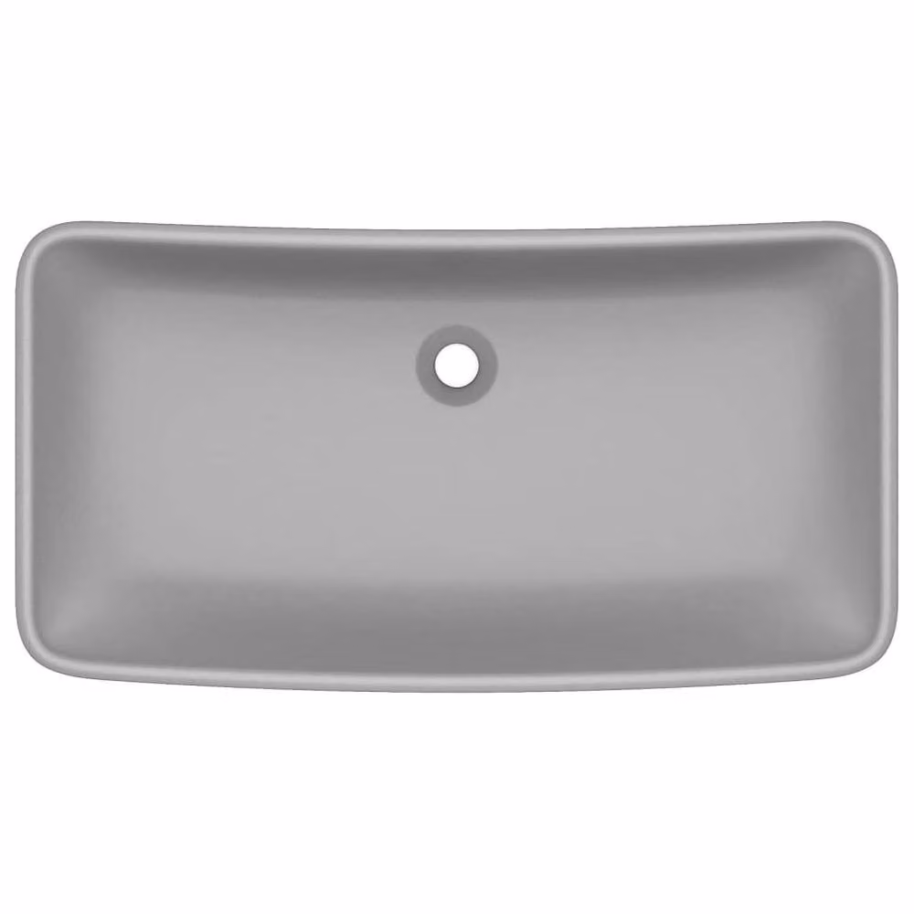 Berkfield Home Luxury Rectangular Ceramic Countertop Basin in Matt Light Grey W: 71 cm, D: 38 cm – 3