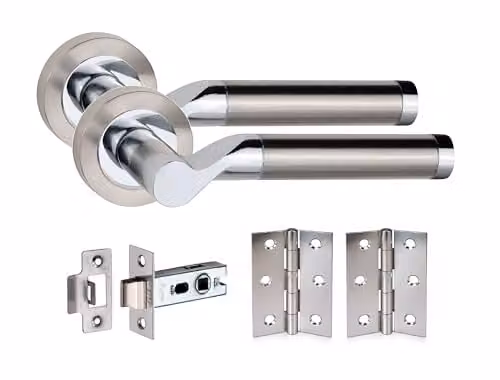 Golden Grace Titan Lever on Rose Latch Pack in Duo Finish Gold and Silver, 51mm Diameter