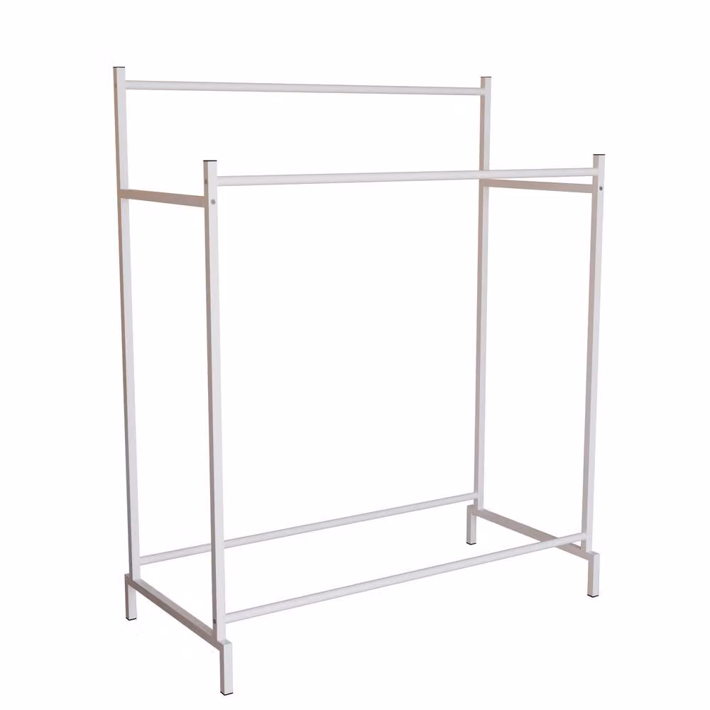 VCM Labol L Industrial Metal Clothes Rail in White, W/D/H: 132 x 52 x 103 cm – 2
