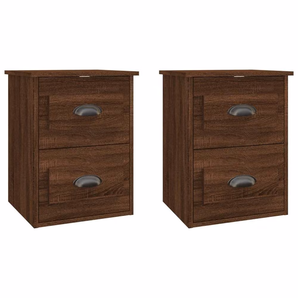 Berkfield Home Elegant Wall-mounted Bedside Cabinets, 2 Piece Set, Brown Oak, W: 41.5 cm, D: 36 cm, H: 53 cm – 3