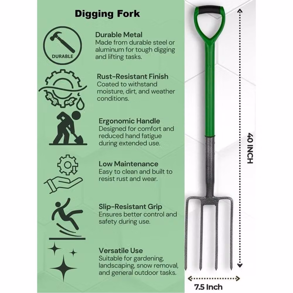 Havendro Heavy Duty Rustproof Carbon Steel Digging Fork in Green – 2