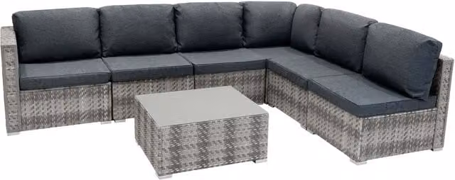 Jardi Modern Grey Rattan and Steel Modular 5 Piece Furniture Set