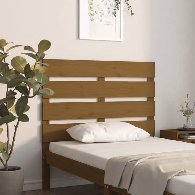 Berkfield Home Rustic Solid Wood Pine Headboard in Honey Brown, W: 100 cm, D: 3 cm, H: 80 cm – 1