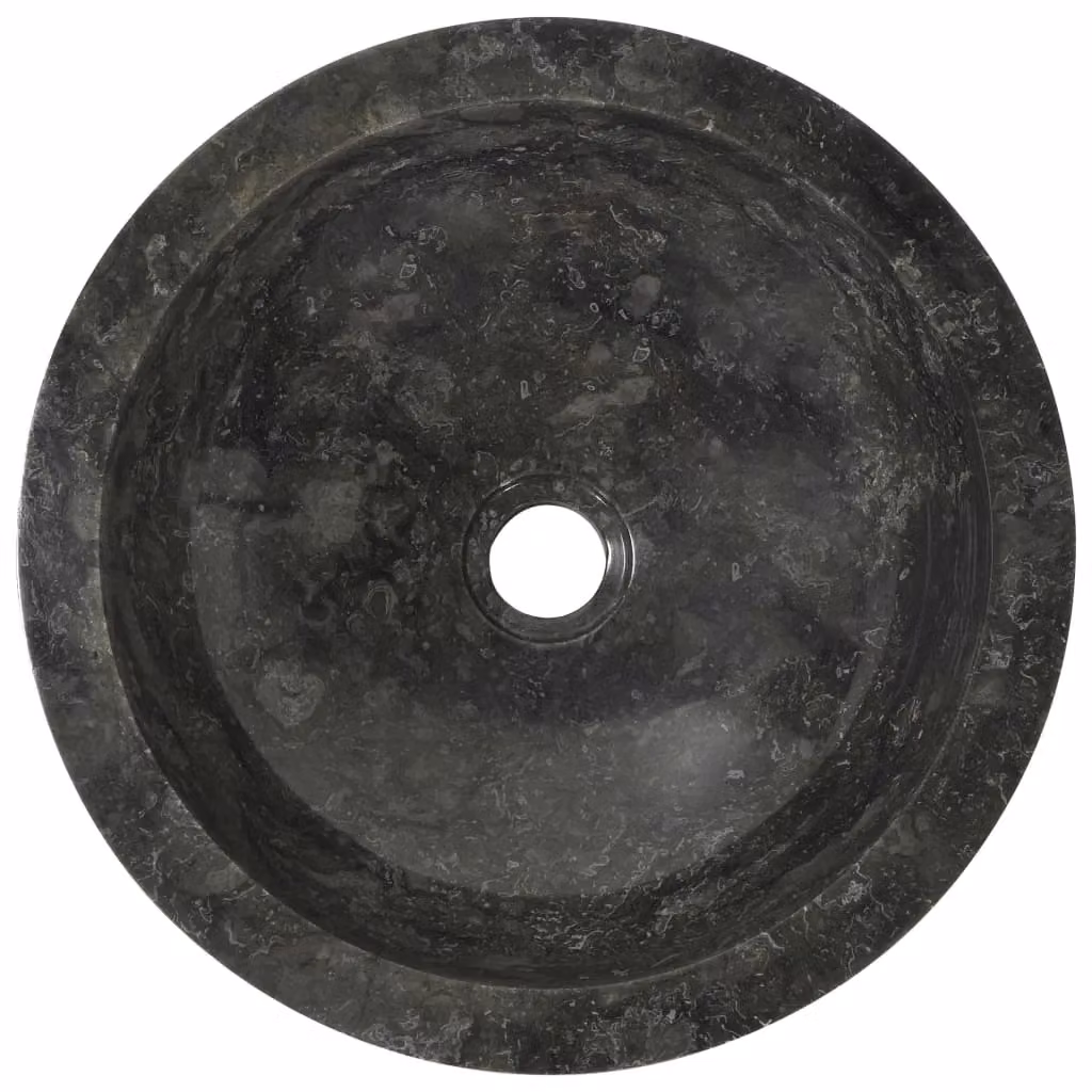 Berkfield Black Natural Stone Round Home Sink W/D/H: 40 x 12 x 12 cm – 3