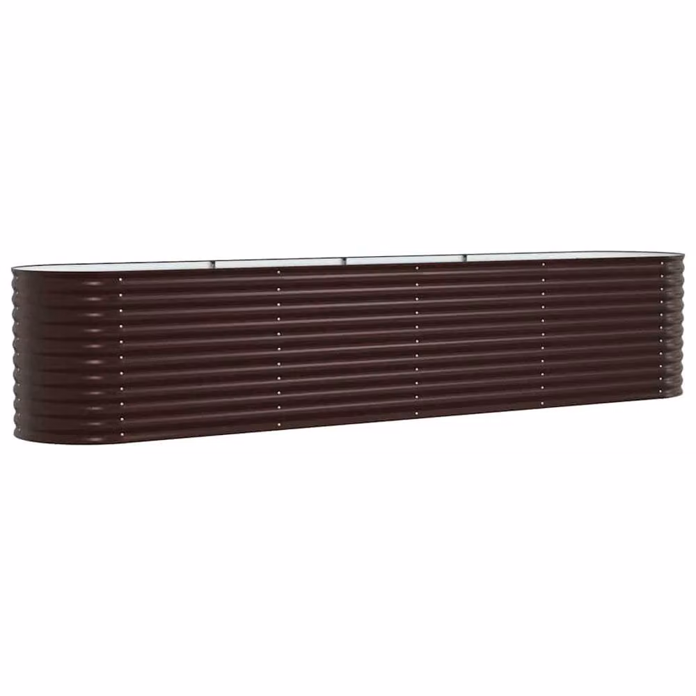Berkfield Home Garden Brown Galvanised Steel Raised Bed W: 400 cm, D: 80 cm, H: 81 cm – 3
