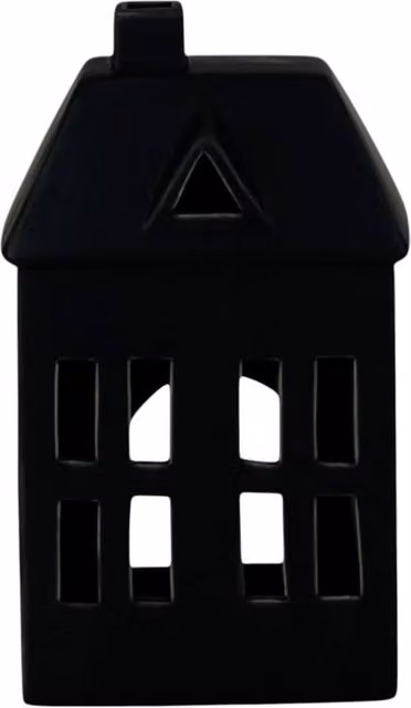 Four Candle Black Ceramic House Tealight Holder