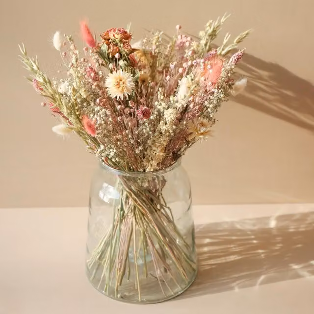Lisa Angel Mixed Vintage Dried Flower Bouquet in Pink, White and Brown
