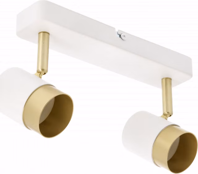 CGC ORIO White and Brushed Gold Double Two Head Adjustable Ceiling Spotlight Bar